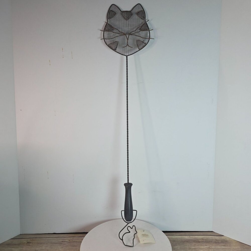 Tender Heart Treasures Vintage Cat Head Fly Swatter With Mouse Handle